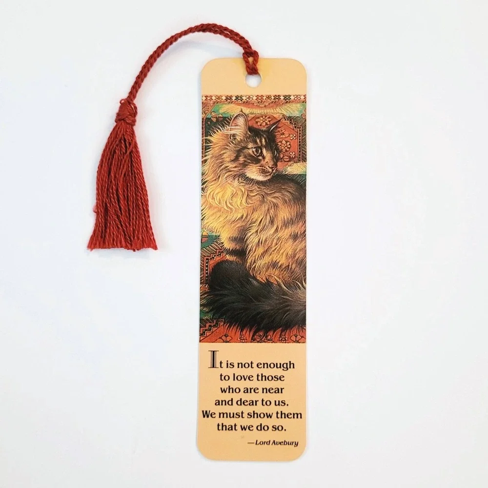 Vintage 90s Ivory Cats Bookmark Ruskin on Stairs 1990 Lesley Anne Antioch H-1295